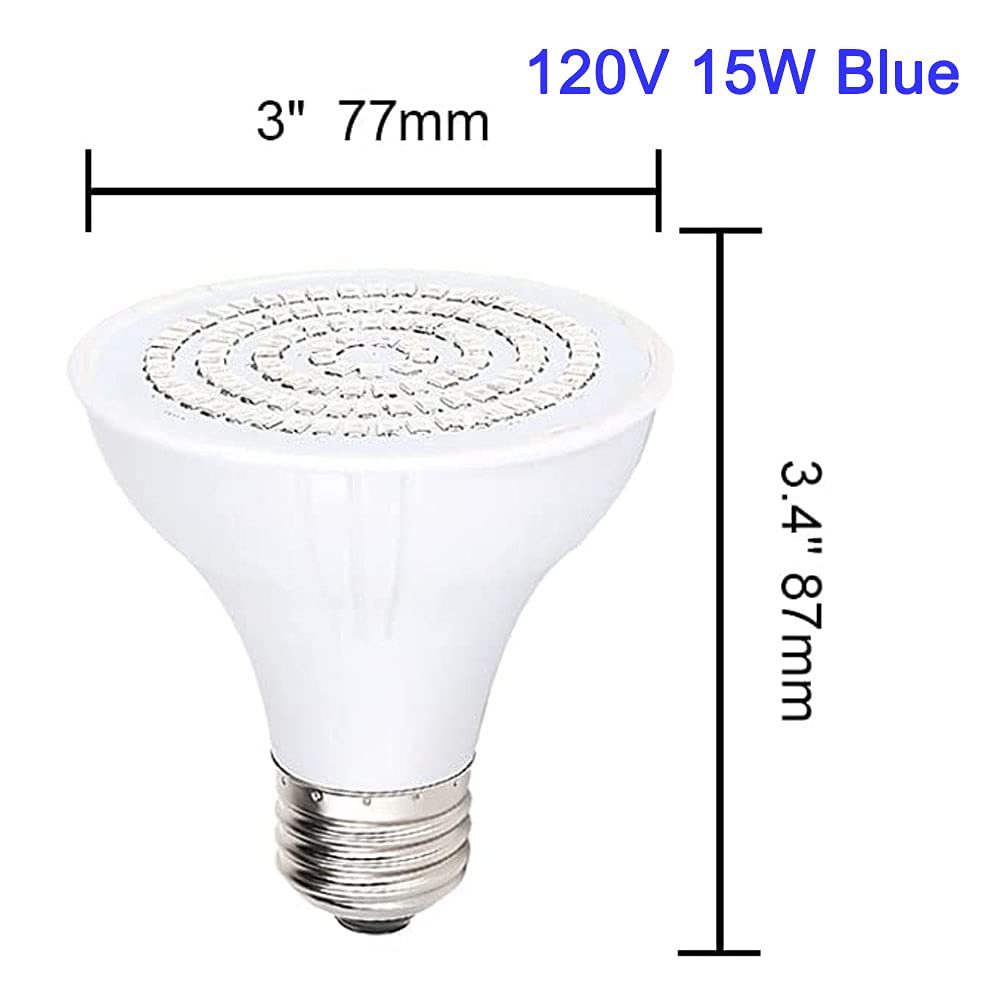 Blue LED Spa Light Bulb 120v 15W 1500 Lumen Endless Dark Ocean Blue Par20 Swimming Spa Bulb for Pentair and Hayward Spa System E26 Base