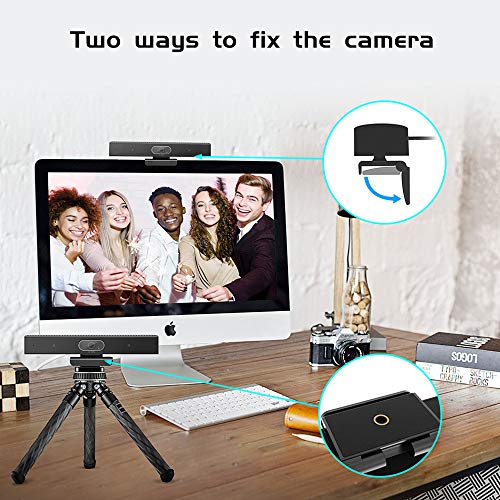 Conference Room Camera with Microphone and Speaker, Wide Angle USB Video Conference Camera for Mac, PC, Laptop, Desktop (Black with Inverted Phase)