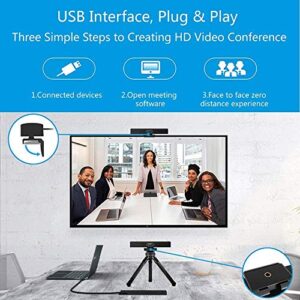 Conference Room Camera with Microphone and Speaker, Wide Angle USB Video Conference Camera for Mac, PC, Laptop, Desktop (Black with Inverted Phase)