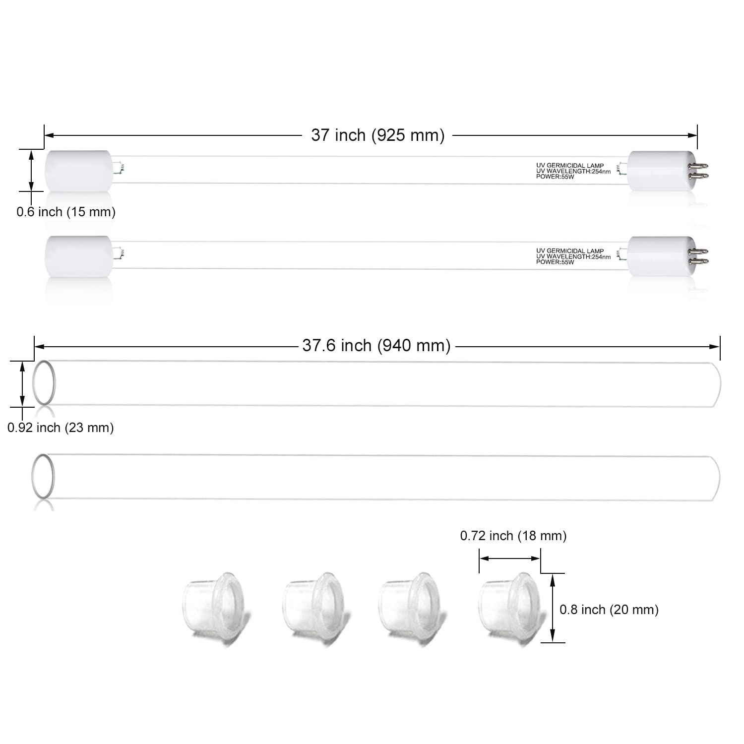 Replacement Set for Geekpure 12 GPM UV Water Filter– Pack of 8