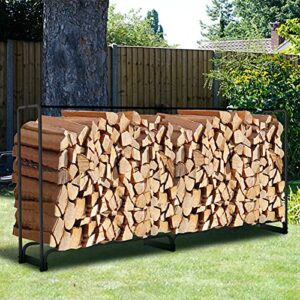 Eurmax USA Firewood Rack Outdoor Log Rack Holder Fireplace Heavy Duty Wood Stacker Storage Rack Holder Steel Tubular Wood Pile Racks Bonus Carry Bag and Strong Belt (8ft)