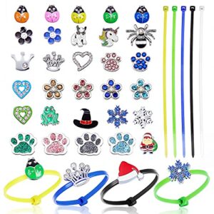 60 colorful chicken poultry leg bands adjustable chicken identification bands plastic cable tie with 30 poultry charms accessories for bird chicken duck parrot geese turkey
