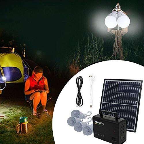 Rechargeable Portable Solar Generator Kit Power Home Outdoor Light System for Camping Solar Panel