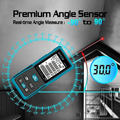 Laser Measurement Tool 229Ft 70M IP54 M/in/Ft/Ft+in Digital Angle Sensor Measure Backlight LCD Laser Distance Meters with Pythagorean Mode Laser Measure Distance Area and Volume - Rechargeable