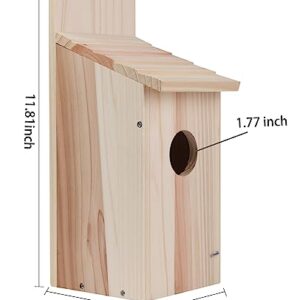 Oceek Cedar Blue Bird Box House Wood Bird House Bluebird Box House Cedar Wren and Chickadee Wren Home Outdoor Hanging Wood Birdhouse No Assembly Required Hummingbird House (1Pack 3115 Assembled)