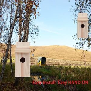 Oceek Cedar Blue Bird Box House Wood Bird House Bluebird Box House Cedar Wren and Chickadee Wren Home Outdoor Hanging Wood Birdhouse No Assembly Required Hummingbird House (1Pack 3115 Assembled)