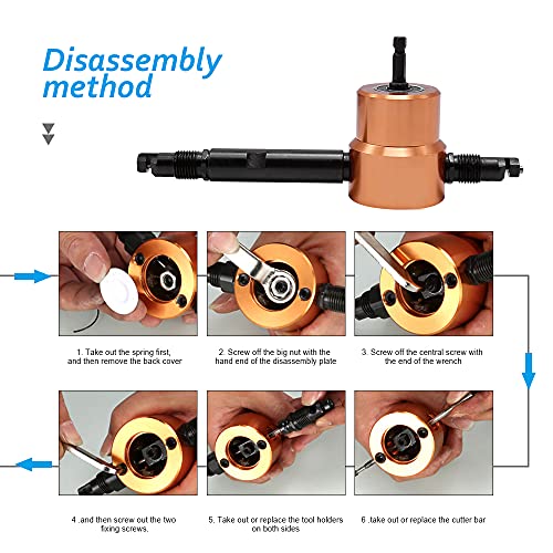 360 Degree Double Headed Sheet Metal Nibbler Drill Attachment Metal Cutter with Extra Punch and Die, 1 Cutting Hole Accessory and 1 Step Drill Bit