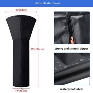 ANSTROUT 420D Patio Heater Cover Waterproof with Zipper, Outdoor Patio Propane Heater Cover for Any Season Large Size: 89”H x 33”Dx19”B Round Patio Heater Cover for Bad Weather (Black)