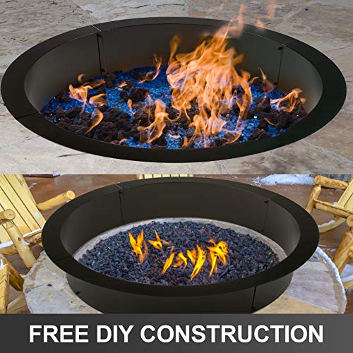 Doniks Fire Pit Ring 42 inches Outside / 36 inches Inside Diameter Heavy 2mm Metal Steel Ring-DIY fire Pit Ring Above or on The Ground for Outdoor Camping, Backyard (42 x 36 x 10 Inch)