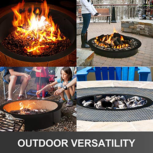 Doniks Fire Pit Ring 42 inches Outside / 36 inches Inside Diameter Heavy 2mm Metal Steel Ring-DIY fire Pit Ring Above or on The Ground for Outdoor Camping, Backyard (42 x 36 x 10 Inch)
