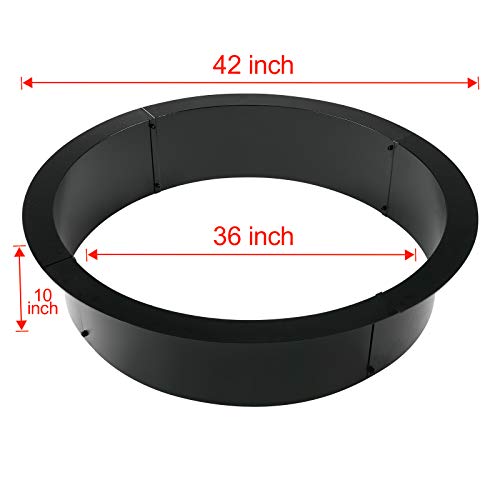 Doniks Fire Pit Ring 42 inches Outside / 36 inches Inside Diameter Heavy 2mm Metal Steel Ring-DIY fire Pit Ring Above or on The Ground for Outdoor Camping, Backyard (42 x 36 x 10 Inch)