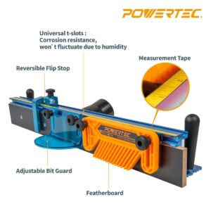 POWERTEC 71536 Deluxe Router Table Fence System 3-3/8” Tall 24" Long