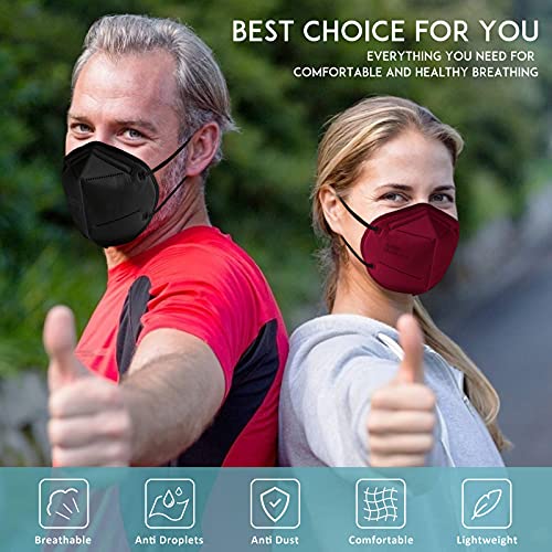 KN95 Face Mask 50PCs, 5 Layer Design Cup Dust Safety Masks, Breathable Protection Masks Against PM2.5 Dust Bulk for Adult, Men, Women, Indoor, Outdoor Use