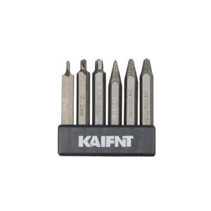 kaifnt k457 damaged/stripped screw extractor bit kit, screw remover set, quick-change 1/4-inch hex shank, 6-piece
