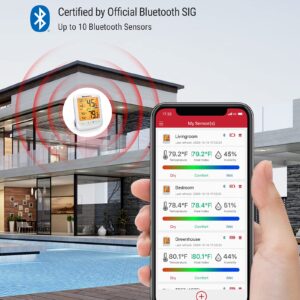 ThermoPro Bluetooth Hygrometer Thermometer, 260FT Wireless Remote Temperature and Humidity Monitor, with Large Backlit LCD, Indoor Room Thermometer and Humidity Gauge, Max Min Records, 2 Pack