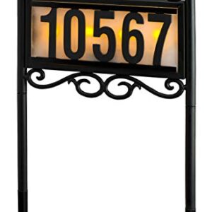 Natures Mark Solar Power Lighted House Numbers Address Stake Sign - LED Illuminated Outdoor Metal Light Up House Number Sign Decor for Home Yard Street (Metal Stake)