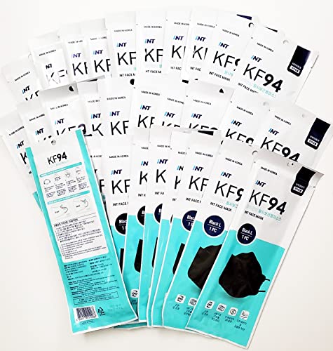 INT 【 30 Pack Black Mask Certified, 4-Layered Face Safety, Patented Adjustable Earloop, Individually Sealed Package MADE IN KOREA