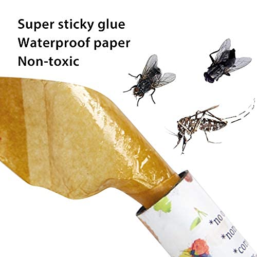 20 PCS Fly Paper Strips Sticky Fly Traps Ribbons, Fly Tape Catcher Bug Gnat Mosquito &Insect Killer for Indoor and Outdoor Use