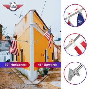 SANDEGOO Flag Pole for House with American Flag-6FT Silver Flag and Pole with Wall Mounted Bracket and 3x5 Embroidered US Flag Rustproof Tangle Flag Pole for House Yard Residential or Commercial