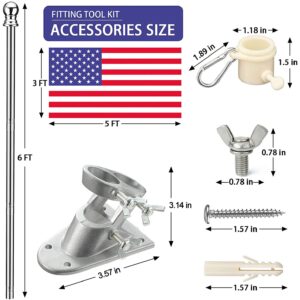 SANDEGOO Flag Pole for House with American Flag-6FT Silver Flag and Pole with Wall Mounted Bracket and 3x5 Embroidered US Flag Rustproof Tangle Flag Pole for House Yard Residential or Commercial