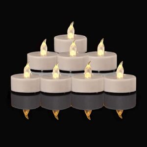 pillobox battery operated flameless tea lights: 24pack led electric candles lamp realistic and bright flickering holiday gift long lasting for birthday wedding party home decoration (warm white)
