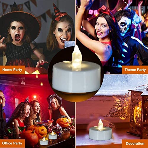 PILLOBOX Battery Operated Flameless Tea Lights: 24PACK LED Electric Candles Lamp Realistic and Bright Flickering Holiday Gift Long Lasting for Birthday Wedding Party Home Decoration (Warm White)