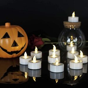 PILLOBOX Battery Operated Flameless Tea Lights: 24PACK LED Electric Candles Lamp Realistic and Bright Flickering Holiday Gift Long Lasting for Birthday Wedding Party Home Decoration (Warm White)