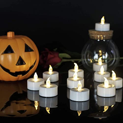 PILLOBOX Battery Operated Flameless Tea Lights: 24PACK LED Electric Candles Lamp Realistic and Bright Flickering Holiday Gift Long Lasting for Birthday Wedding Party Home Decoration (Warm White)