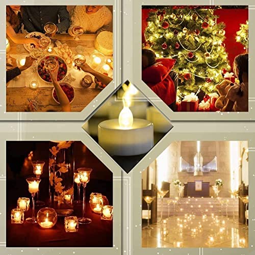 PILLOBOX Battery Operated Flameless Tea Lights: 24PACK LED Electric Candles Lamp Realistic and Bright Flickering Holiday Gift Long Lasting for Birthday Wedding Party Home Decoration (Warm White)