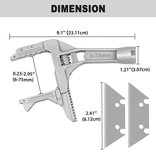 EGSTAOR Bathroom Adjustable Wrench 6-75mm, Multifunction Aluminum Spanner for Plumbing Task Pipe Tube Nut Toilet Washbasin Sink Pool, 9-Inch Long (Silver)