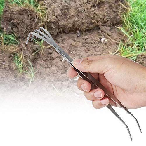 Agatige 2 in 1 Gardening Hand Rake, Stainless Steel Root Claw Rake Bonsai Gardening Hand Tool for Cultivating, Loosening Soil, Spreading Mulch