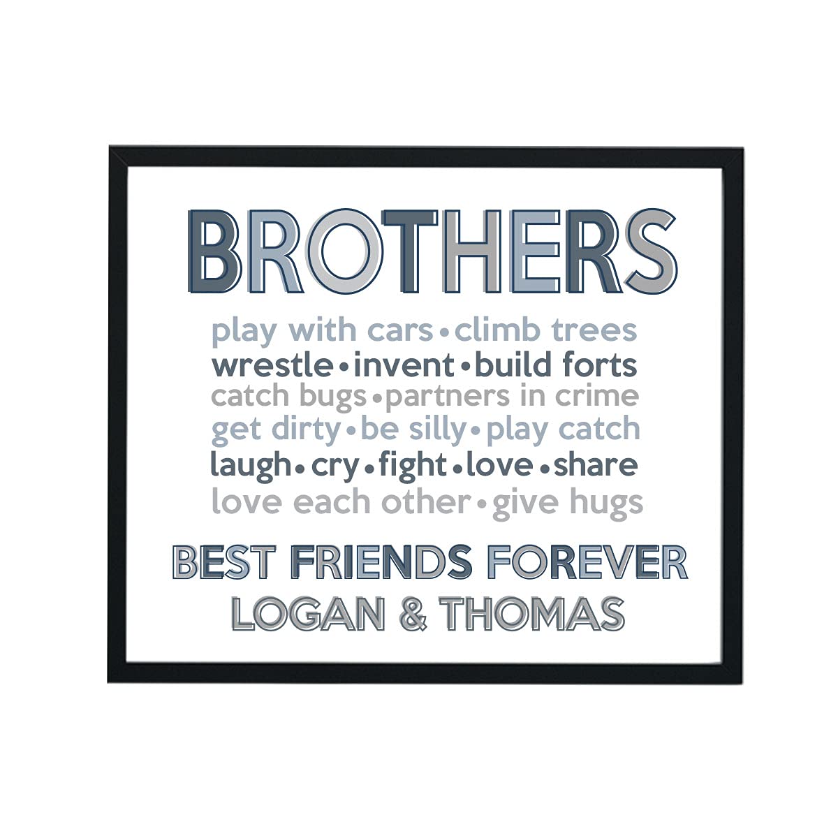 CANARY ROAD Brothers Print | Brother Wall Art | Brother Sign | Brother Playroom | Boy Playroom | Brother Gift | Brother Room Decor | Boys Room Decor