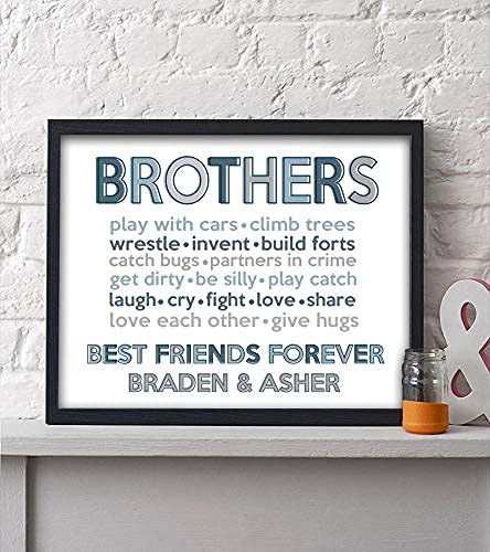 CANARY ROAD Brothers Print | Brother Wall Art | Brother Sign | Brother Playroom | Boy Playroom | Brother Gift | Brother Room Decor | Boys Room Decor