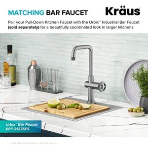 KRAUS Urbix Industrial Pull-Down Single Handle Kitchen Faucet in Spot-Free Stainless Steel, KPF-3126SFS