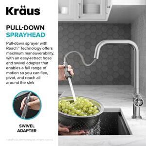 KRAUS Urbix Industrial Pull-Down Single Handle Kitchen Faucet in Spot-Free Stainless Steel, KPF-3126SFS