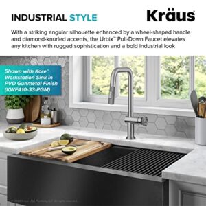 KRAUS Urbix Industrial Pull-Down Single Handle Kitchen Faucet in Spot-Free Stainless Steel, KPF-3126SFS