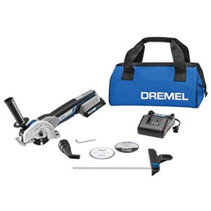 dremel us20v-01 compact circular saw tool kit with (1) 20v battery, (3) cutting wheels & storage bag - 15,000 rpm - ideal for flush cutting, plunge cutting and surface preparation