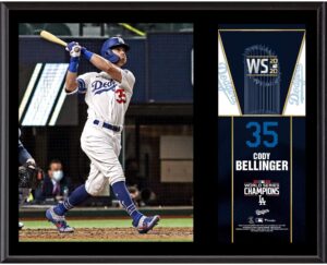 cody bellinger los angeles dodgers 2020 mlb world series champions 12" x 15" sublimated plaque - mlb player plaques and collages