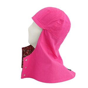 [nogada] korean style welding hood, high quality welder cap made in korea, 100% top quality korean cotton used, head & neck coverage for welding/gauging/grinding (small, dark pink)