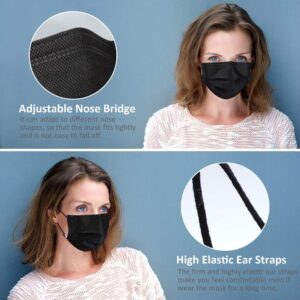 LEMENT 100 Pcs Disposable Face Masks, 3 Ply Face Masks Black Disposable Mask, (Disposable face mask)