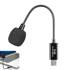 c g changeek mini usb microphone for laptop and desktop computer, with gooseneck & universal usb sound card, compatible with pc and mac, plug & play, ideal condenser mic for remote work, online class