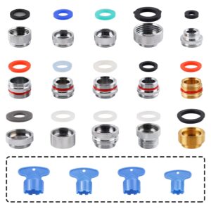 15pcs Faucet Adapter Kit, Brass Faucet Aerator Adapter Set Male Female Kitchen Faucet Adapter Converter to Faucet Aerator, Garden Hose, Standard Hose in RV, Apply on Both Removable and Cache Aerator