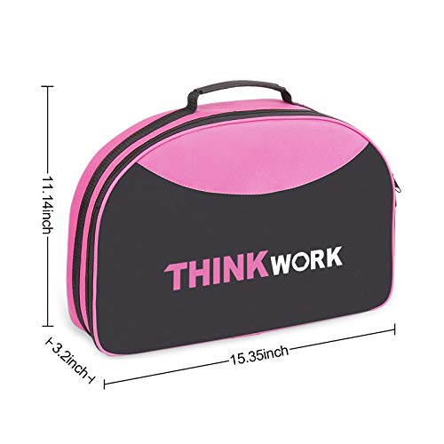 THINKWORK 122-Piece Pink Tool Set with 3.6V Rotatable Electric Screwdriver, Home Tool Kit for Women with Easy Carrying Round Pouch, Ladies Pink Tool Kit for Home Maintenance, DIY, Gifts