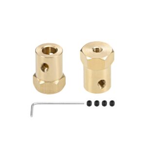 uxcell hex coupler 6mm bore motor hex brass shaft coupling connector for car wheels tires shaft motor 2pcs