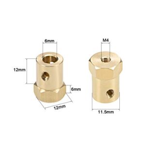 uxcell Hex Coupler 6mm Bore Motor Hex Brass Shaft Coupling Connector for Car Wheels Tires Shaft Motor 4pcs