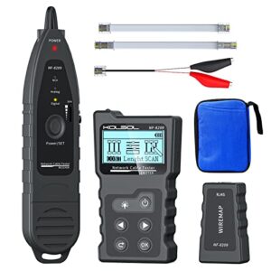 network cable tester, poe cable tester for cat5e/cat6/cat6a, ethernet network tester with ncv, nf-8209 network cable tracker, test fault distance location and length measurement by tdr