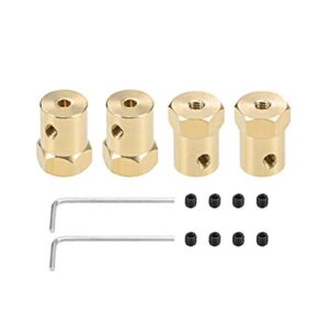uxcell hex coupler 3mm bore motor hex brass shaft coupling connector for car wheels tires shaft motor 4pcs