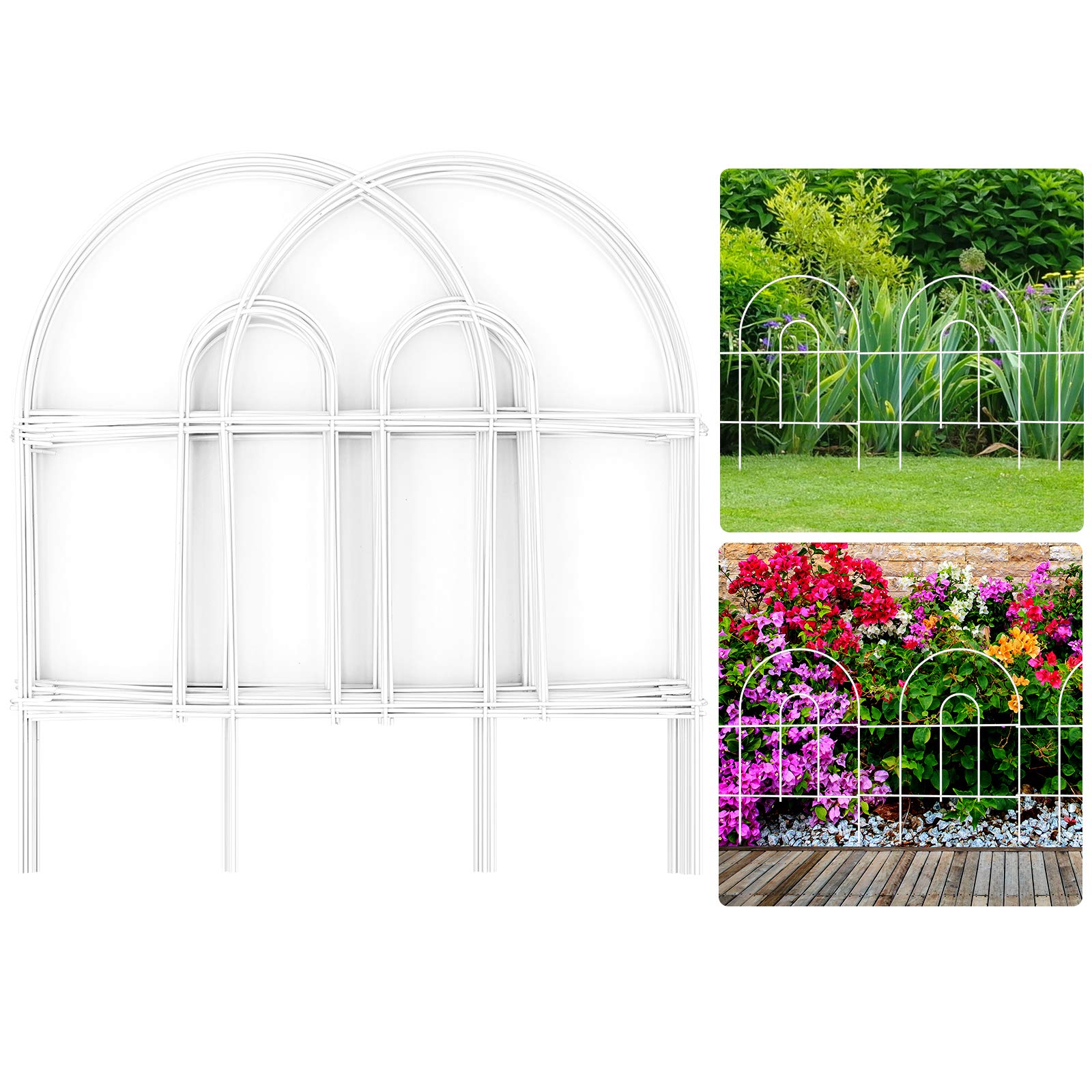 AMAGABELI GARDEN & HOME 35 panels Decorative Garden Fences and Borders for Dogs 18in(H)×50ft(L) No Dig Metal Fence Panel Garden Edging Border Fence For Animal Barrier Fencing for Flower Bed Yard White