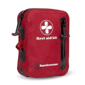 surviveware waterproof premium first aid kit for cars, boats, trucks, hurricanes, tropical storms and outdoor emergencies - small kit - 100 piece