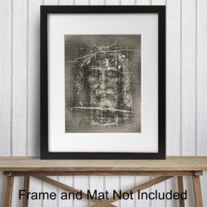 Jesus Wall Decor - Jesus Christ - Shroud of Turin Photo Picture Wall Art Print- Catholic Gifts, Religious Christian Wall Decor for Pastor, Priest, Ordained Minister - 8x10 Poster